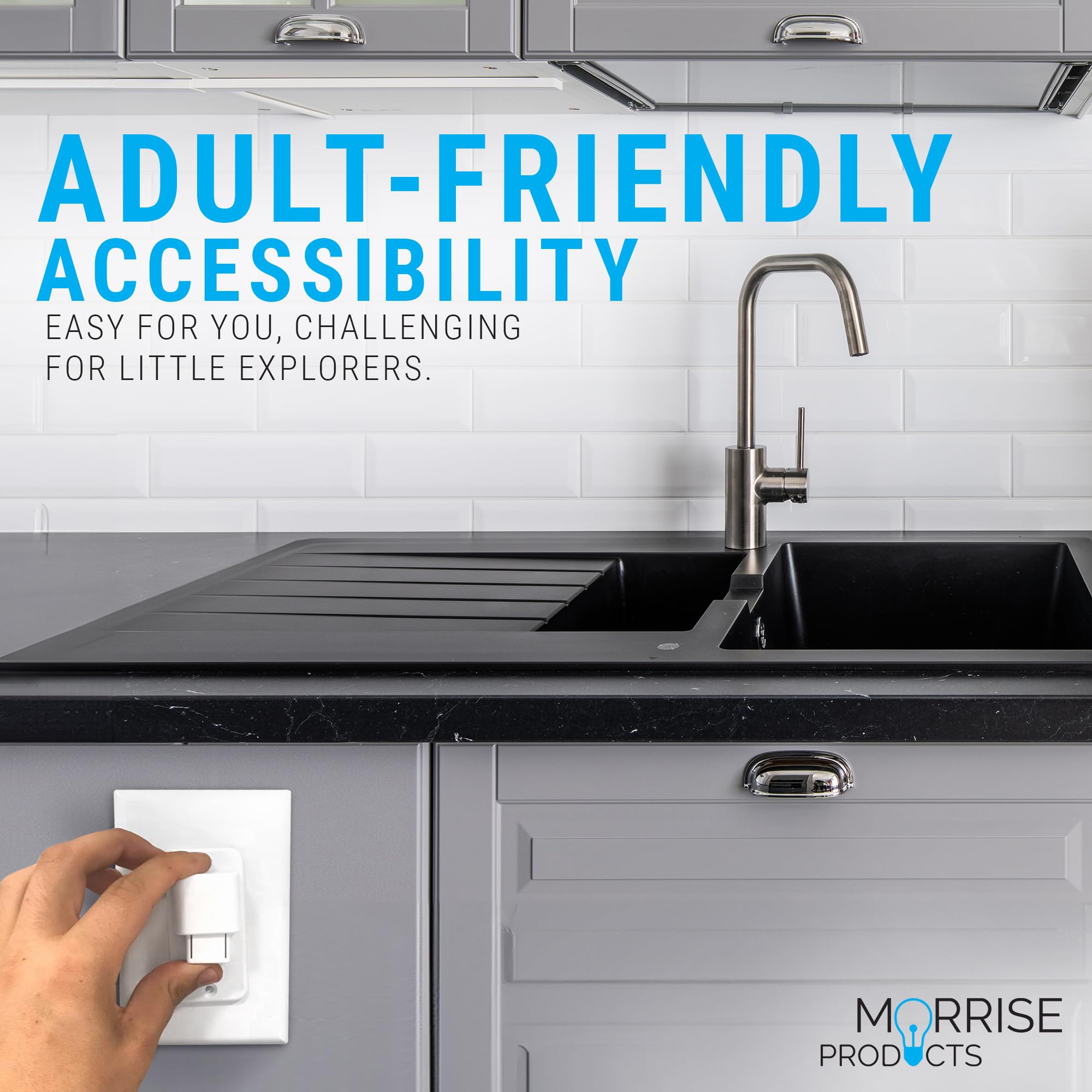 Morrise quick tool-free installation in three steps for fast baby-proofing.