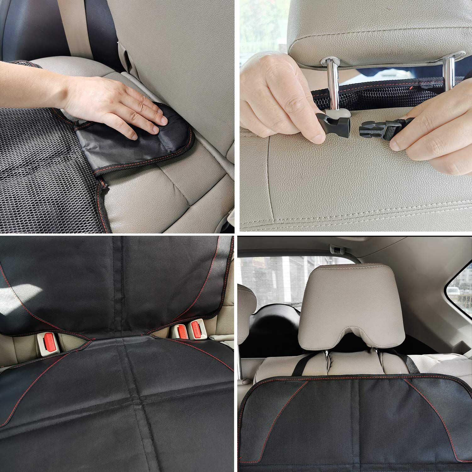 MORROLS car seat protector anti-slip dots reduce sliding during drives.