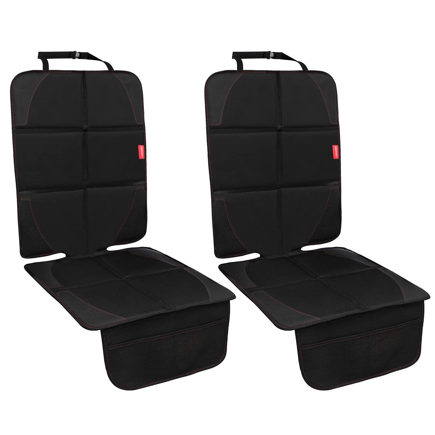 MORROLS car seat protector two-pack top view protects upholstery and fits most seats.