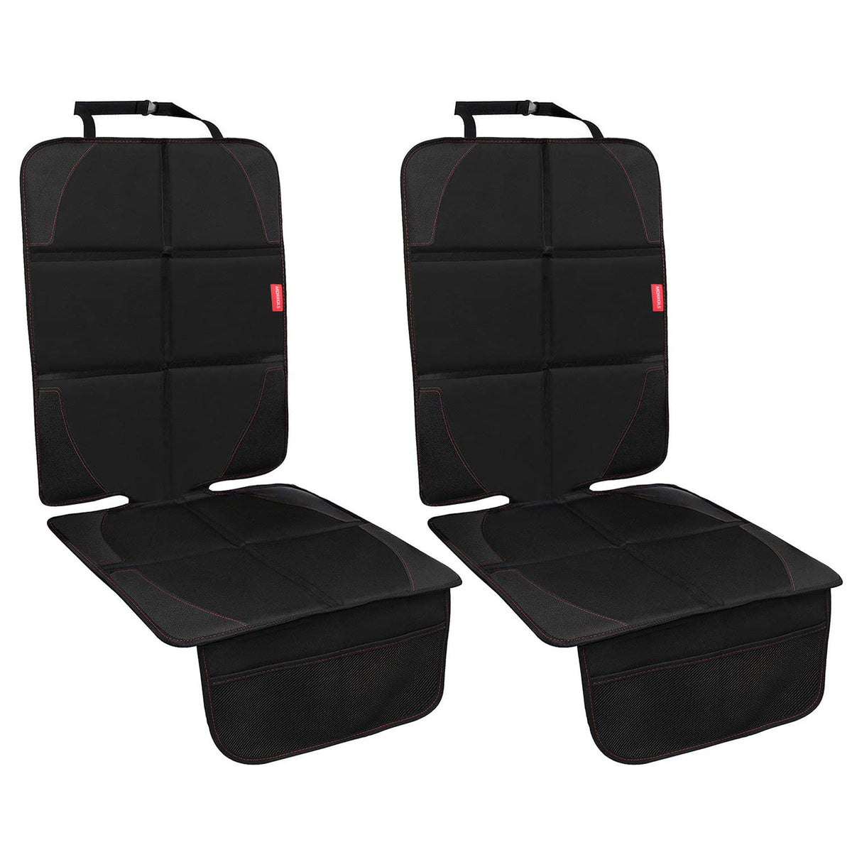 MORROLS car seat protector two-pack top view protects upholstery and fits most seats.