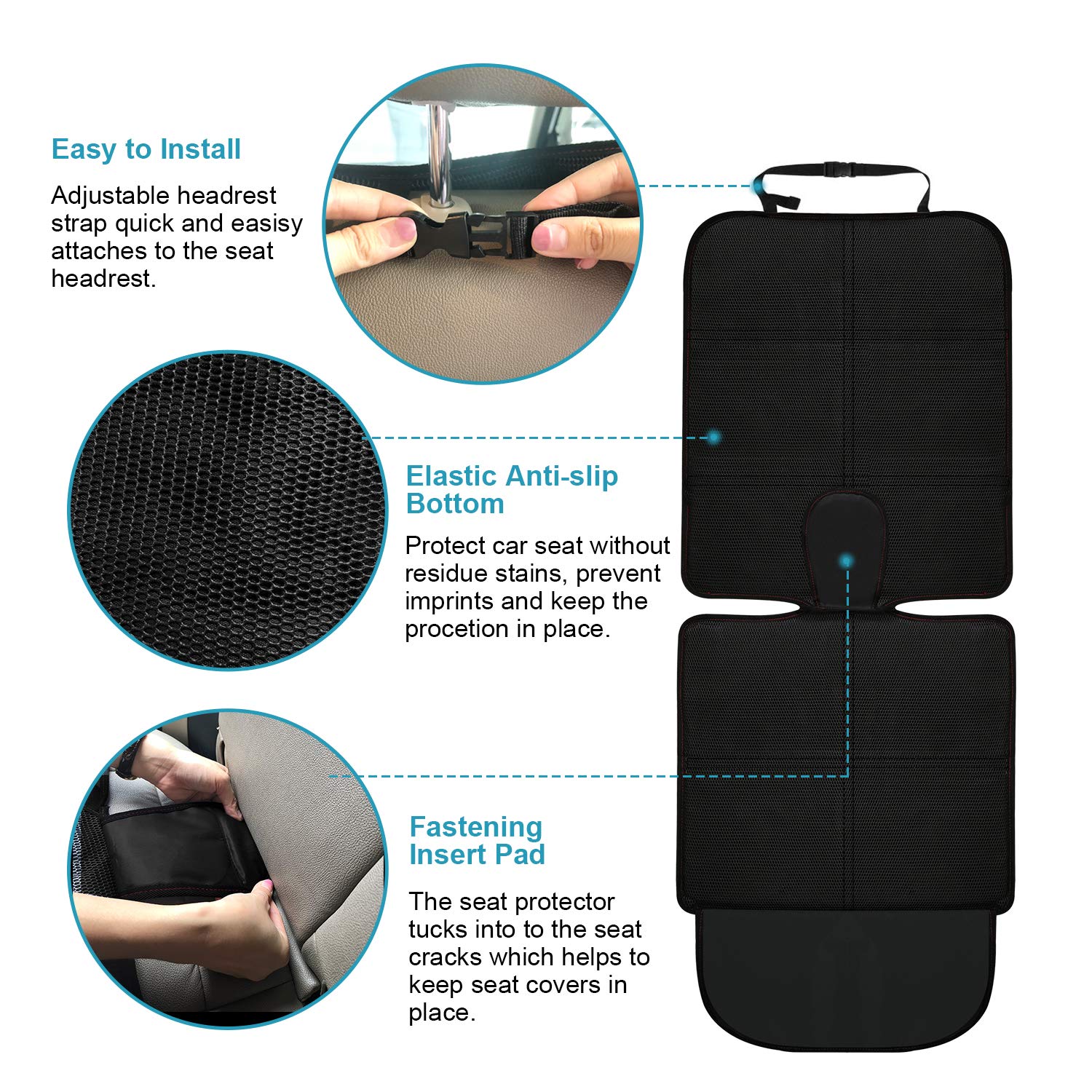 MORROLS car seat protector universal fit works in most vehicles.