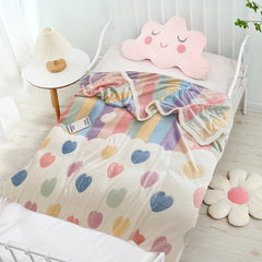 MorroMorn Rainbow Love blanket in toddler size 40x50 for cozy naps.