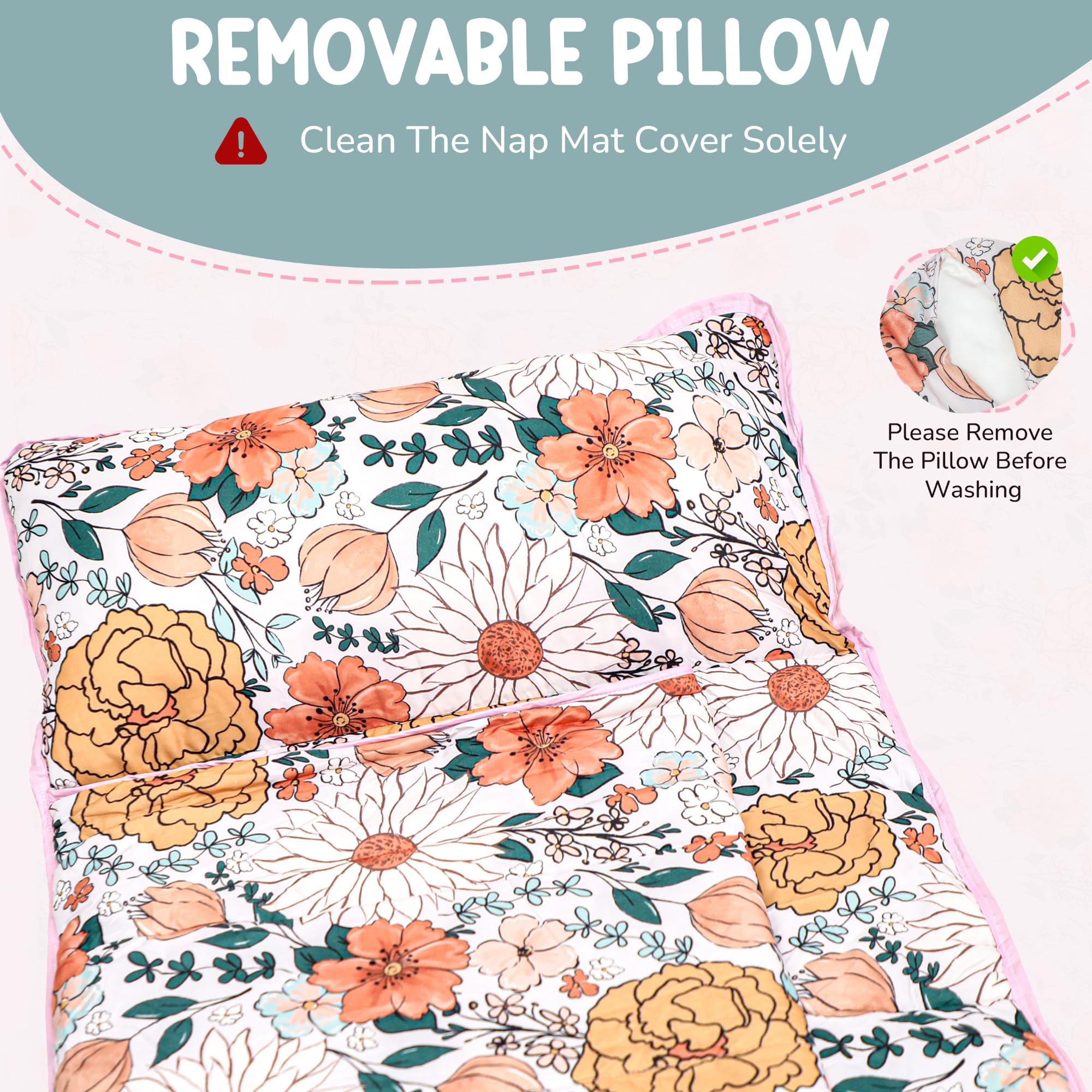 Morxy nap mat 52-inch space: roomy padding for kids aged 3 and up.