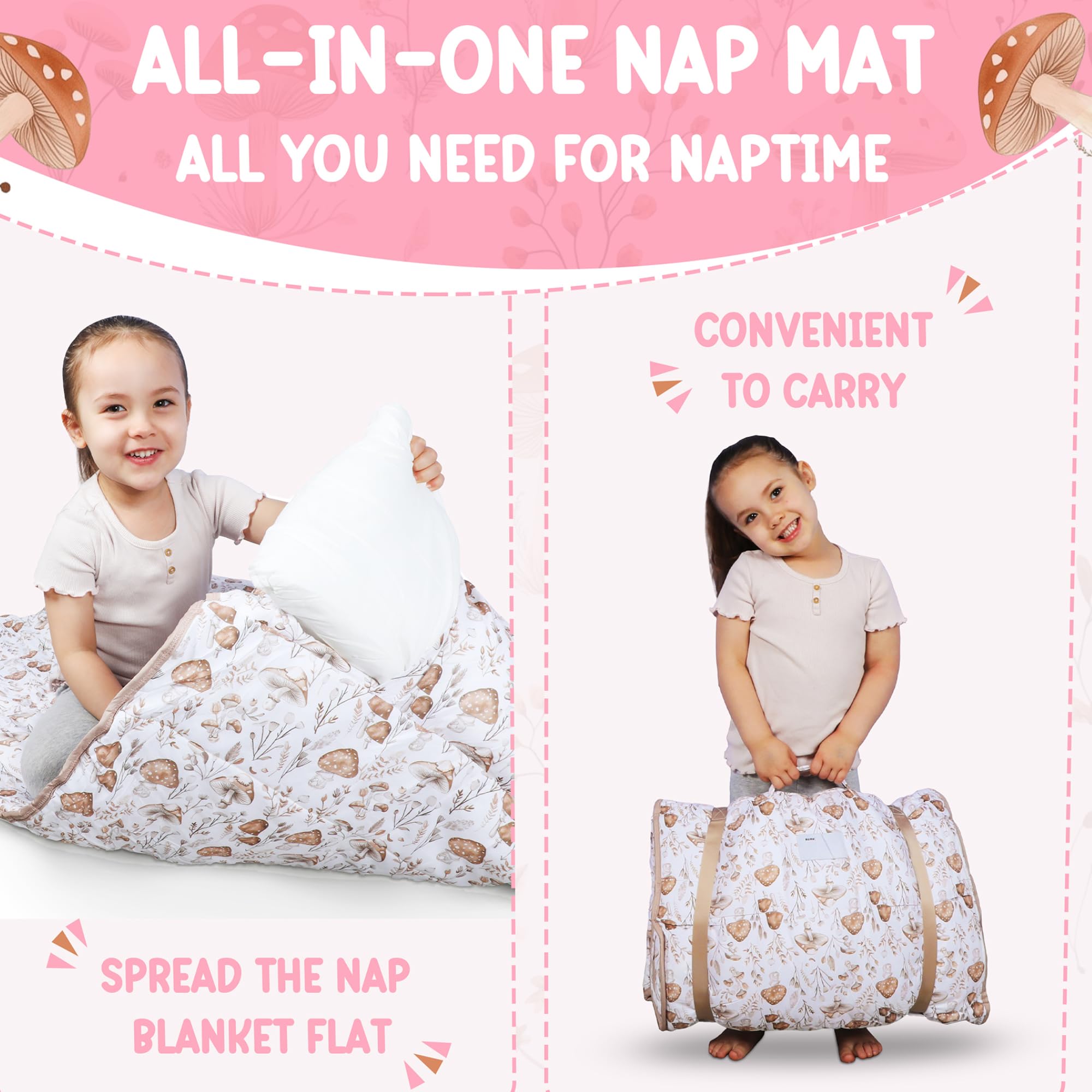Morxy nap mat rolled for travel and car trips.