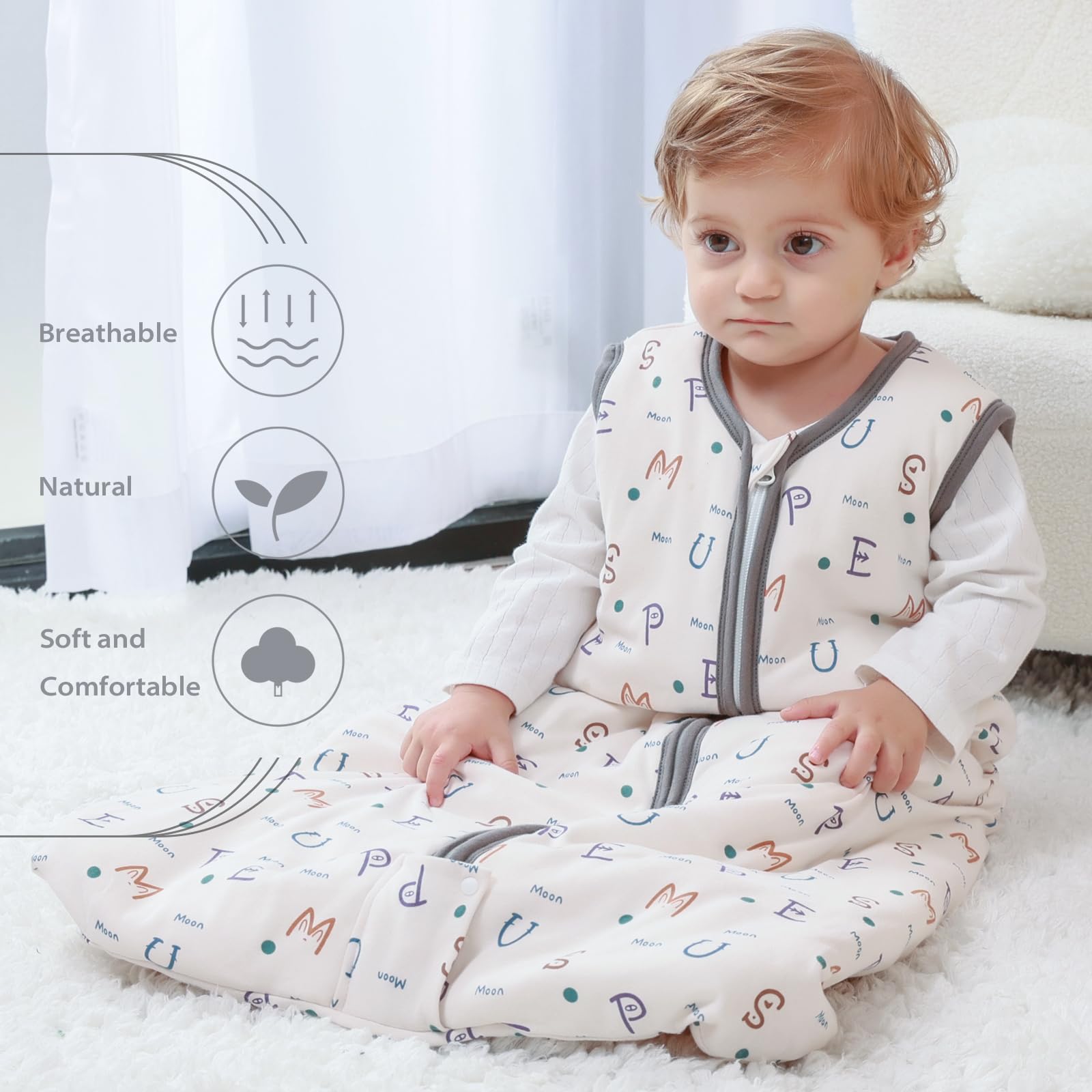 Mosebears sleep sack 2.5 tog warmth suitable for rooms below 70°F