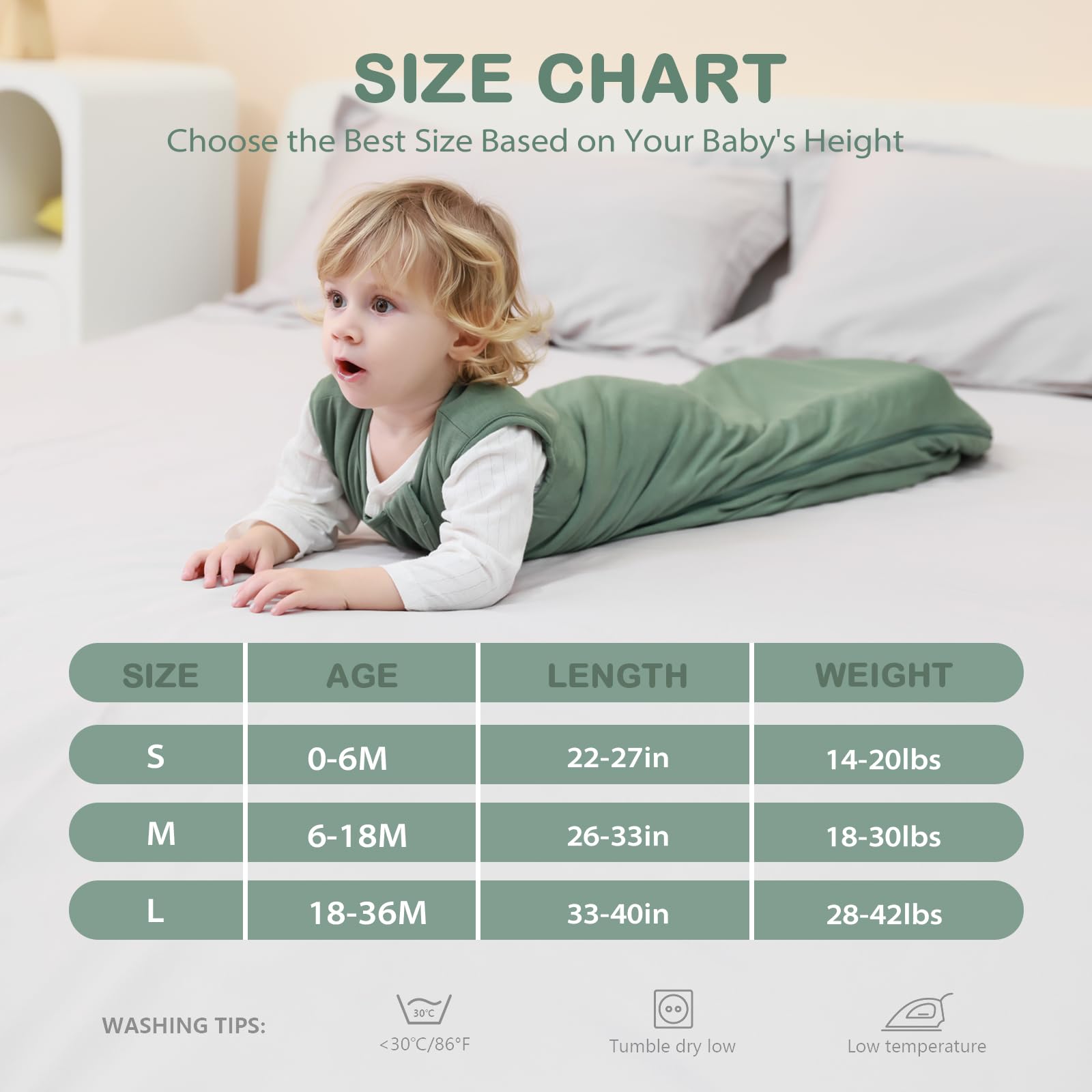 Mosebears sleep sack bamboo fabric is lightweight and moisture-wicking.