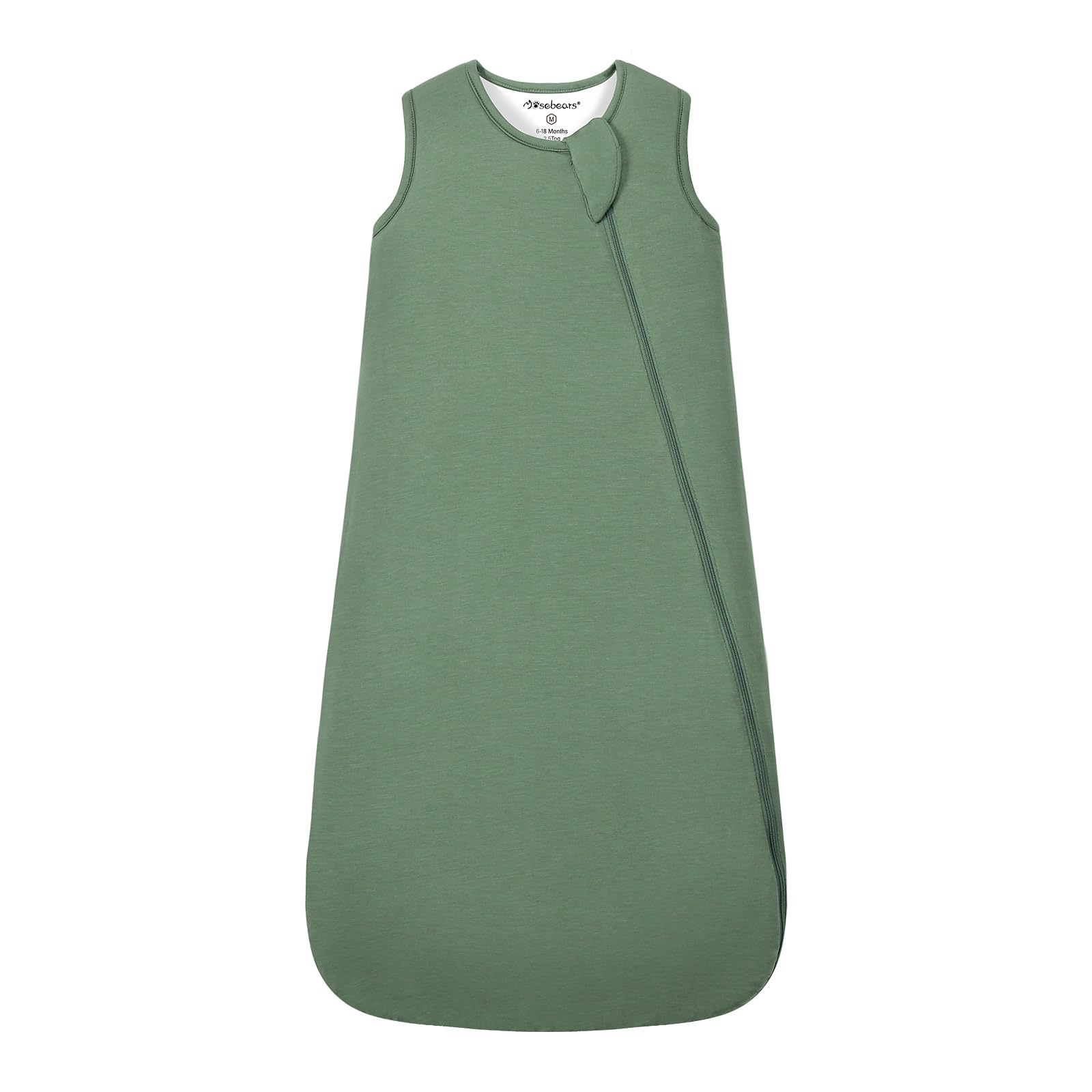 Mosebears bamboo-soft fabric on a sleep sack for gentle baby comfort.