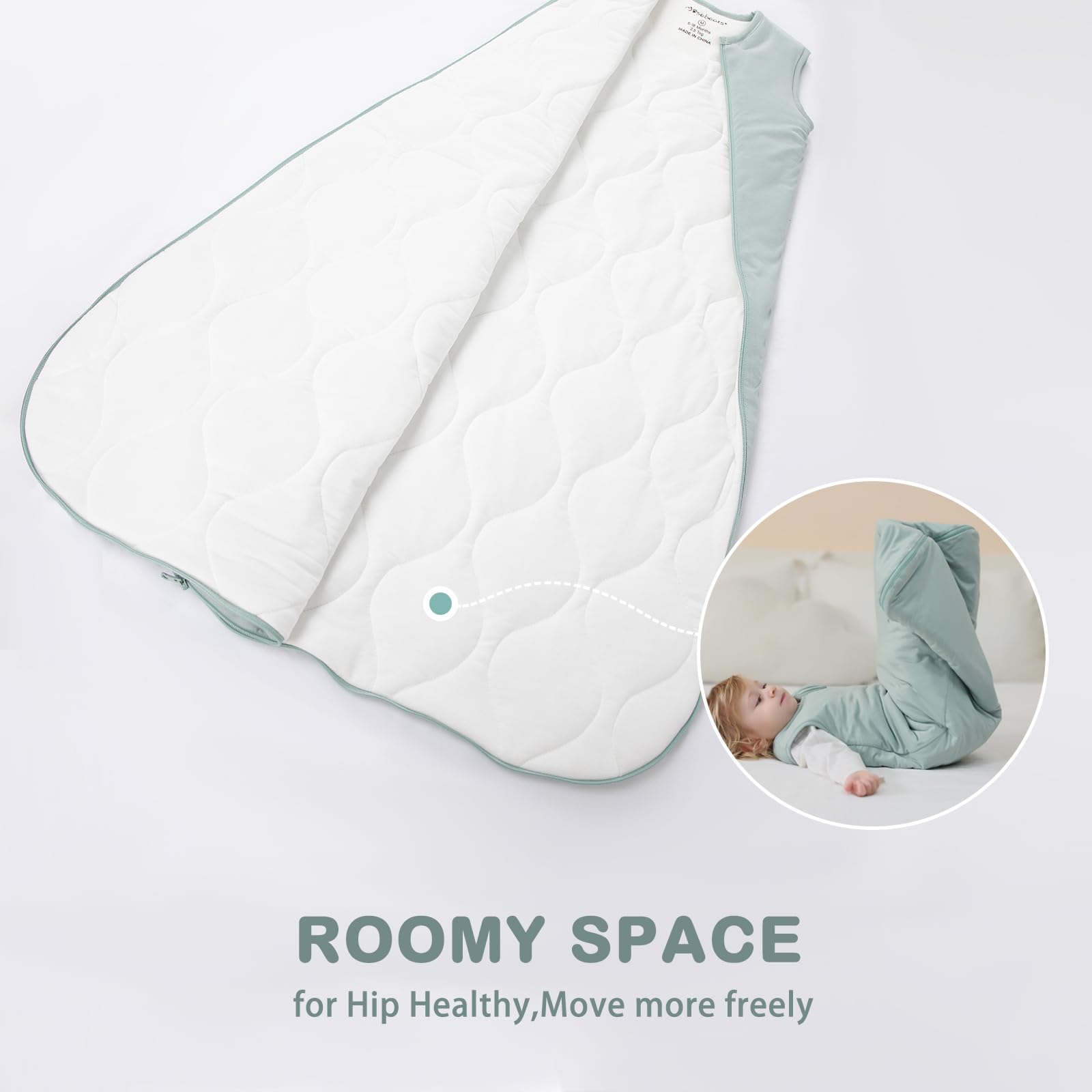 Mosebears sleep sack hidden-zipper guard protects baby during changes