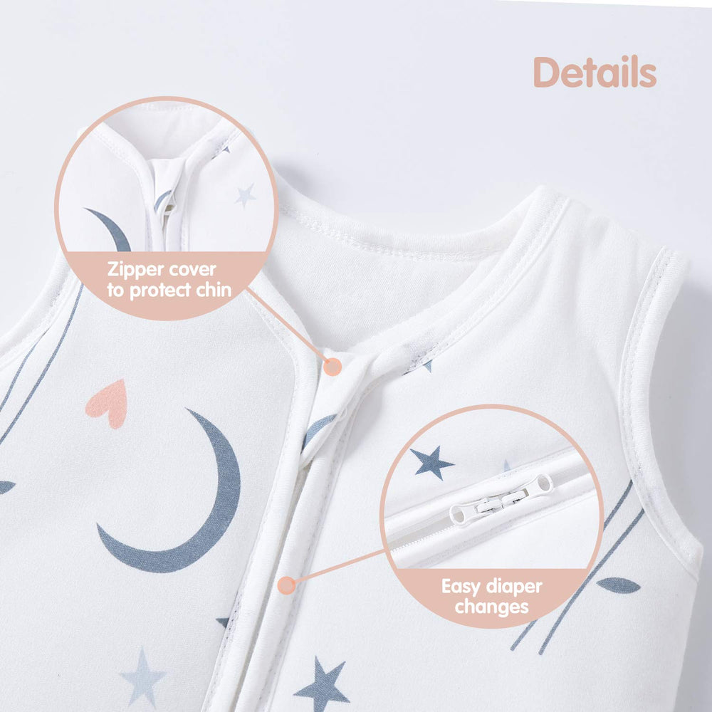 Mosebears Sleep Sack in-use image demonstrates safe diaper change access.
