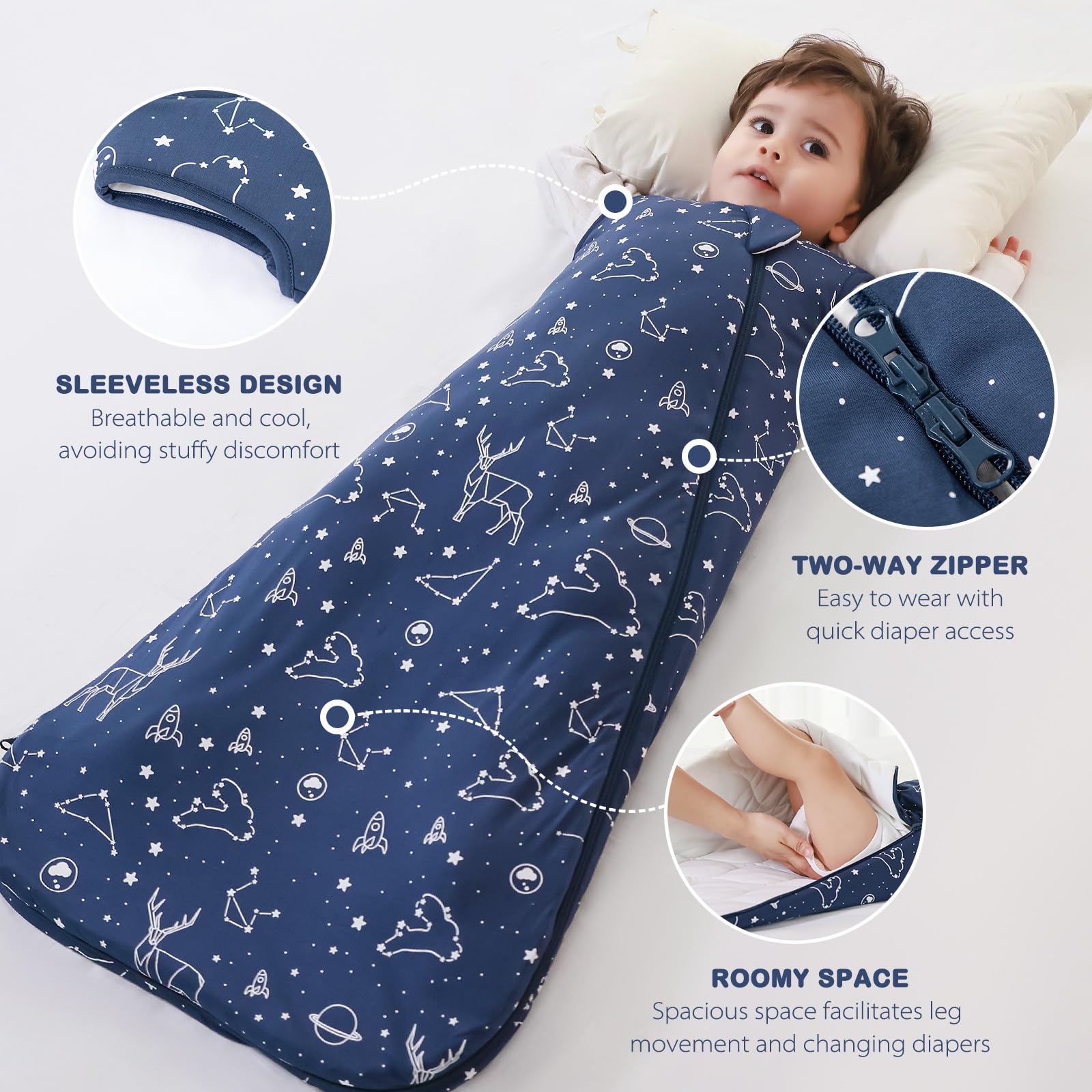 Mosebears navy blue unisex sleep sack ready for winter nights