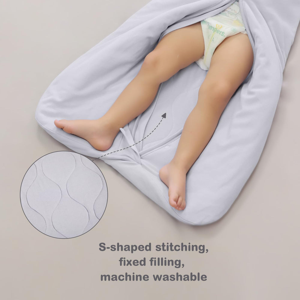 Mosebears Sleep Sack organic cotton outer texture in light grey.