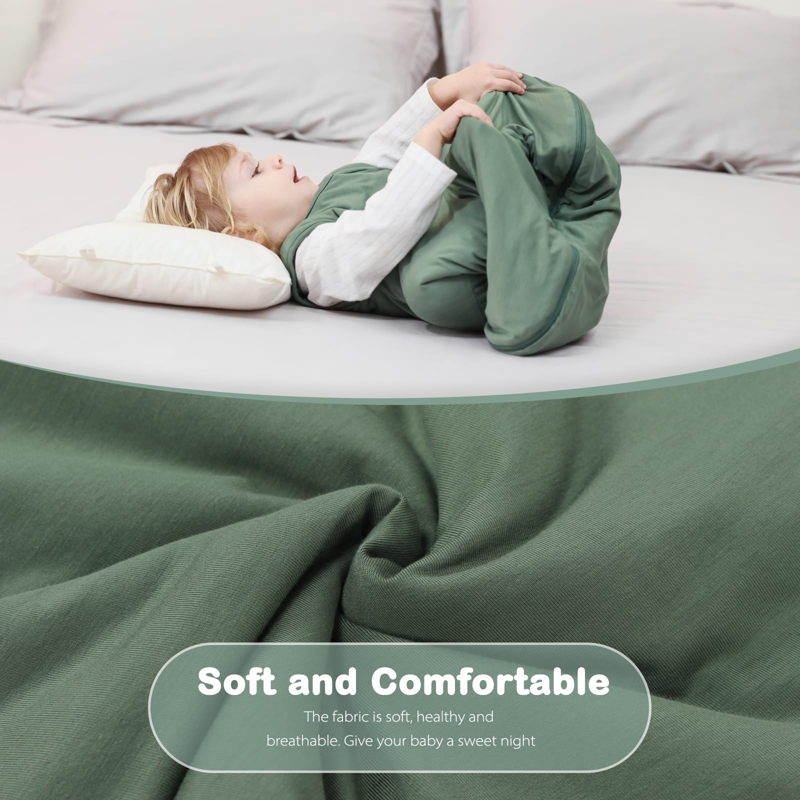 Mosebears sleep sack roomy space supports kicking and movement.