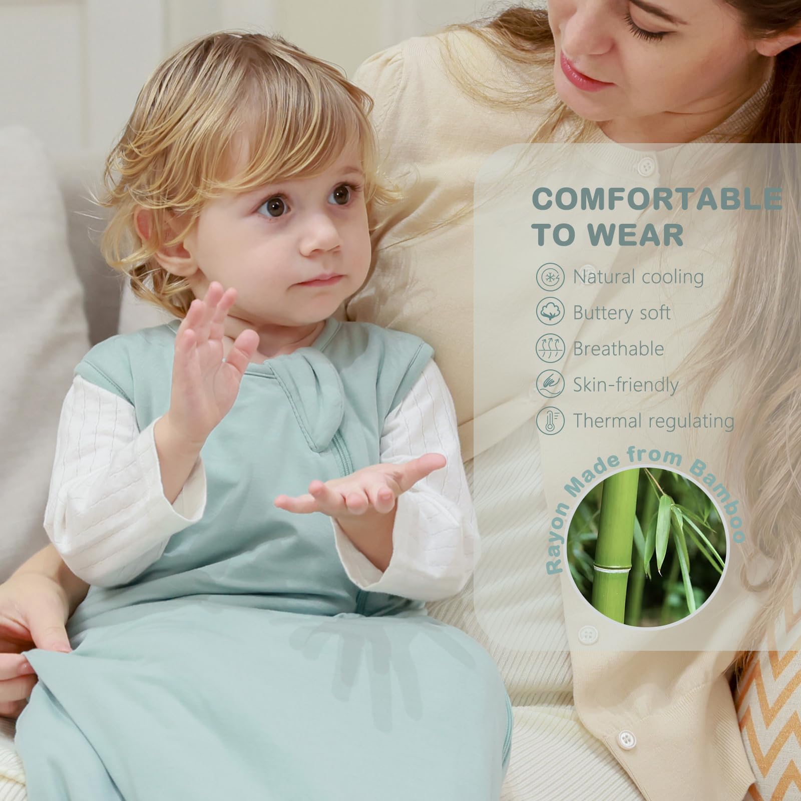Mosebears sleep sack sleeveless-design promotes air flow and temperature control