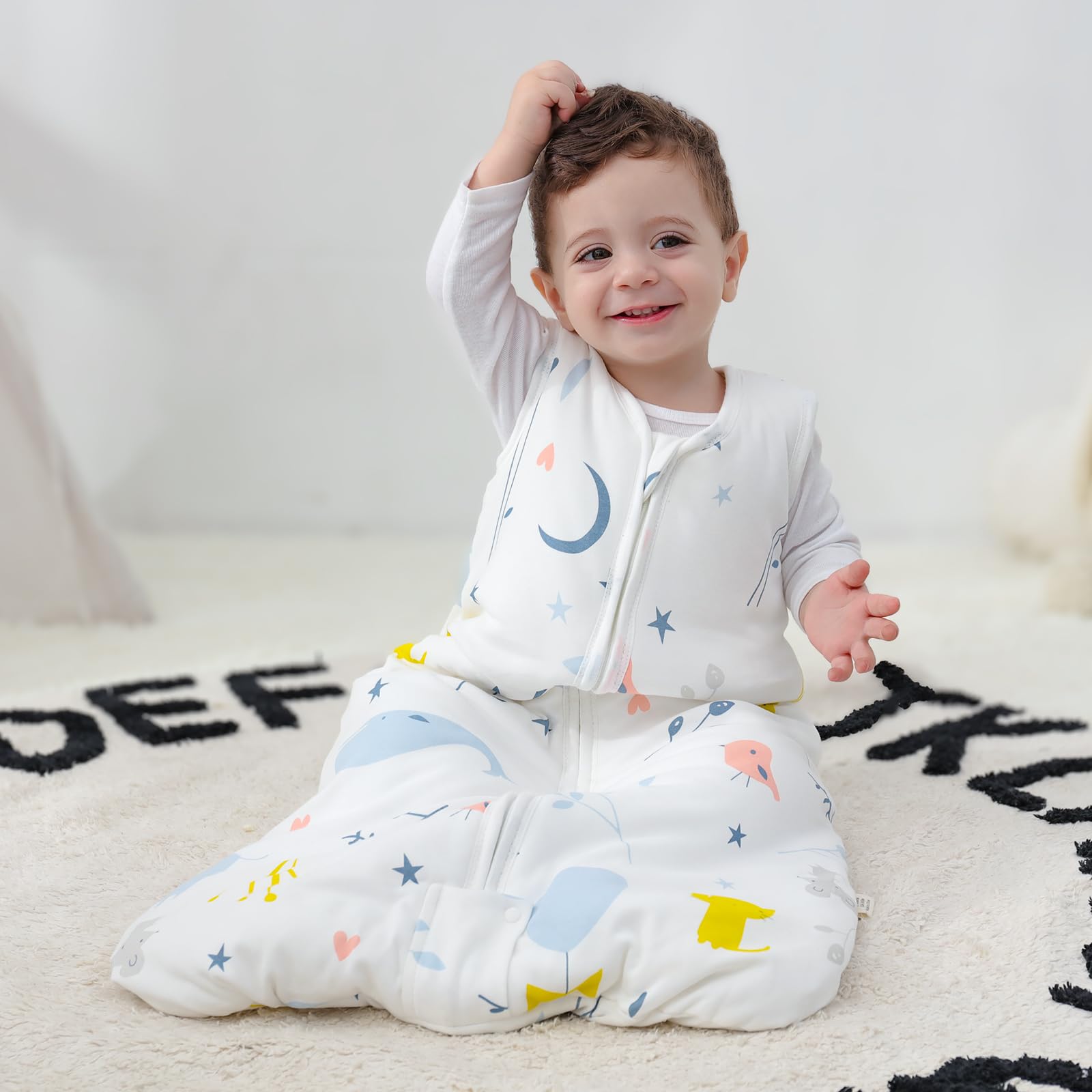 Mosebears Sleep Sack sleeveless design promotes airflow and comfortable arms.