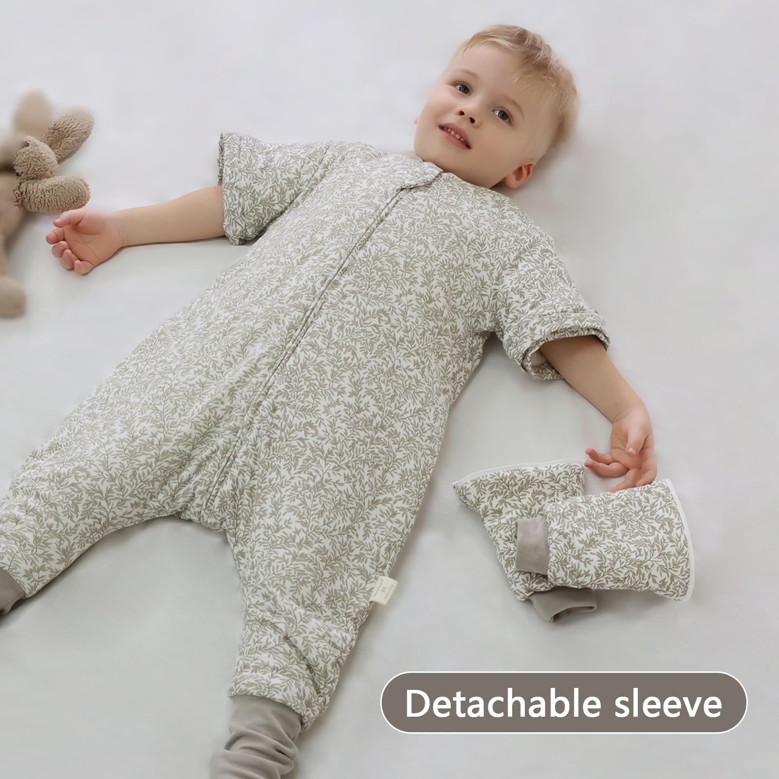 Mosebears sleeveless sleep sack with feet promotes warmth without overheating.