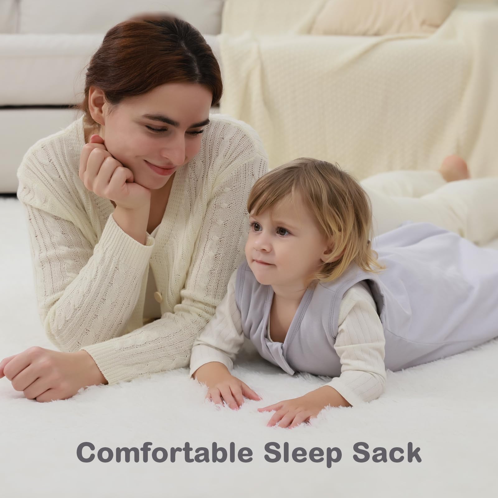 Mosebears Sleep Sack with two-way zipper top-to-bottom for easy diaper changes.