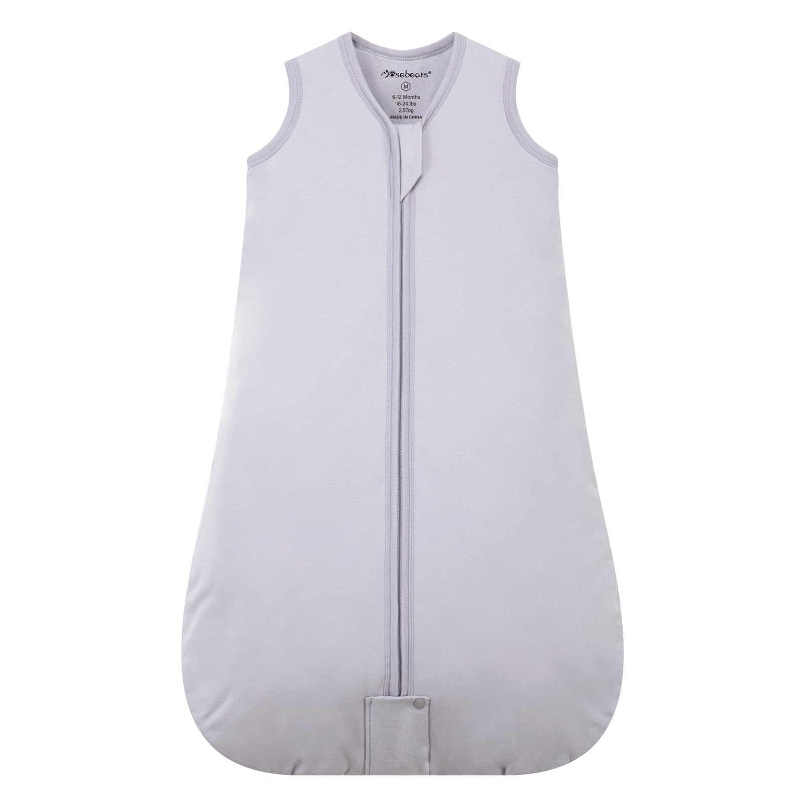 Mosebears Sleep Sack close-up shows warm outer fabric keeping baby cozy all night.