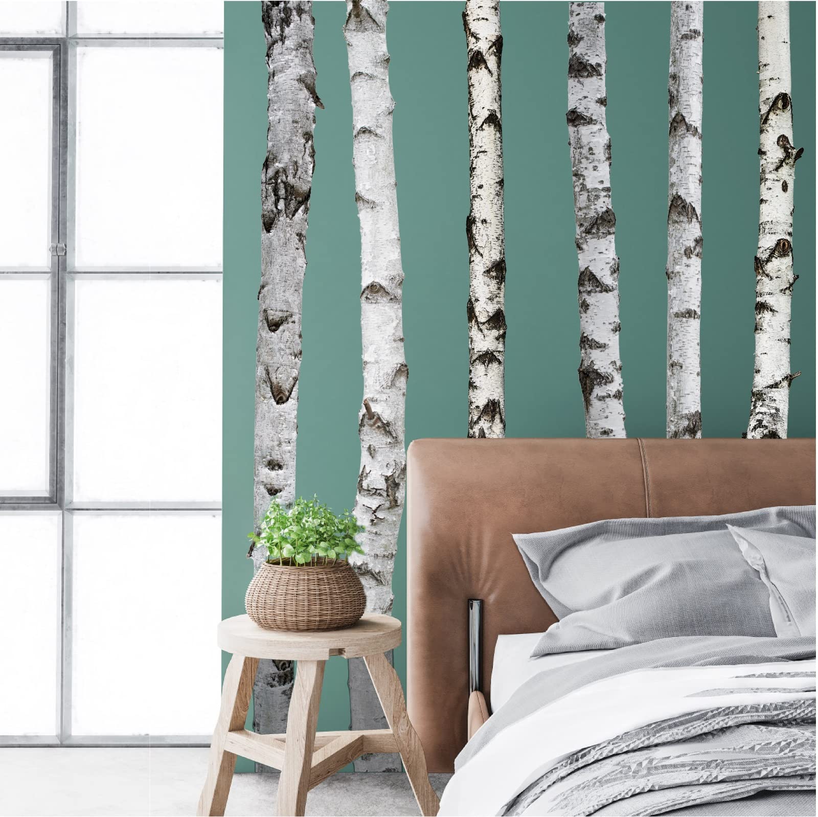 MOSITU 70-inch birch tree wall decal provides a dramatic forest backdrop for any room.
