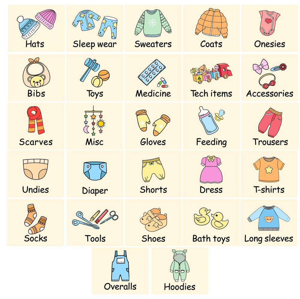 MOSITU baby labels with removable adhesive for flexible reallocation