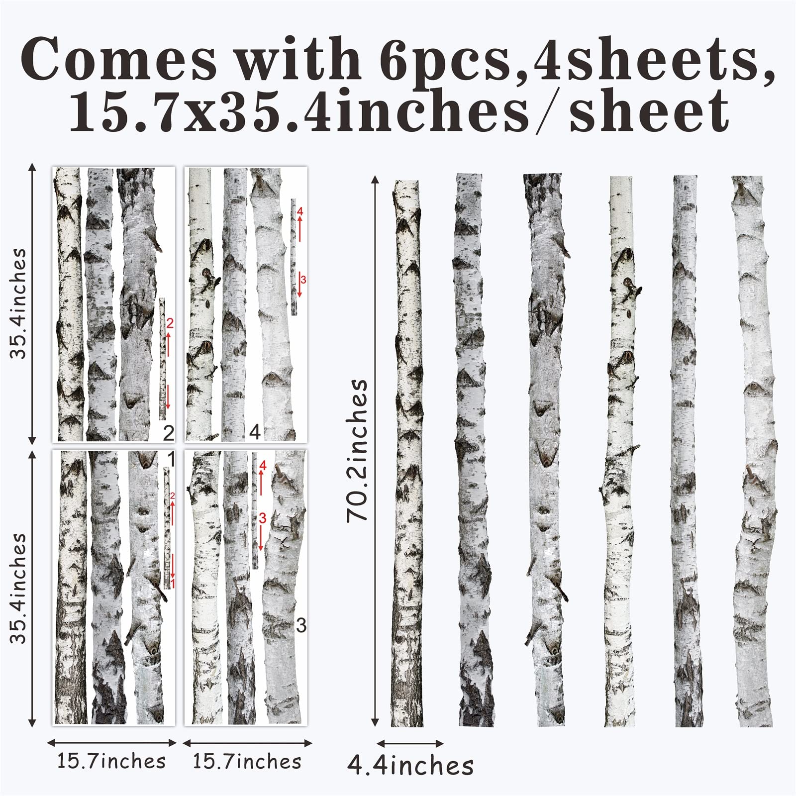 MOSITU birch tree wall art decor for bedroom adds subtle woodland charm.
