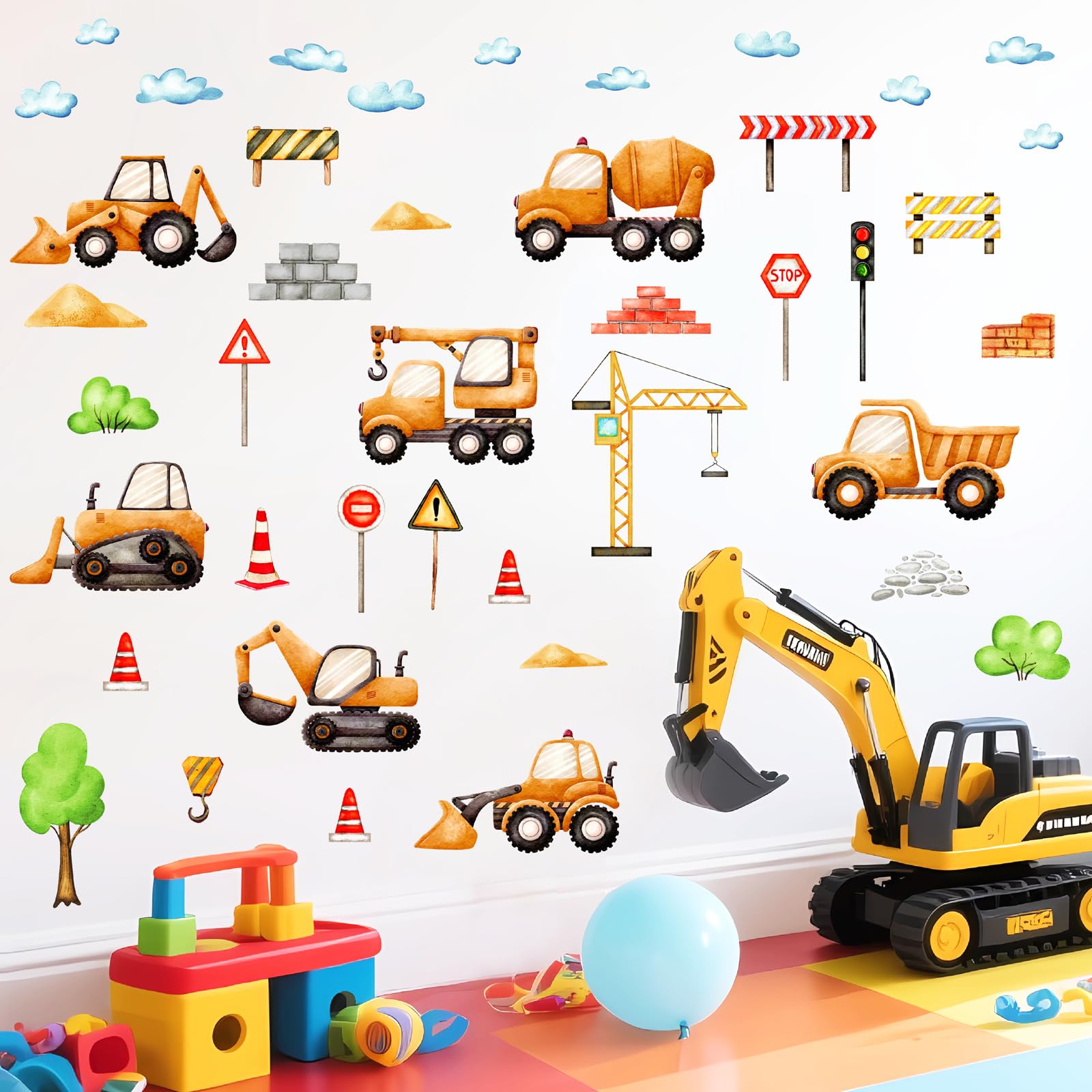 MOSITU car truck wall decals sheet for colorful kids' room decor