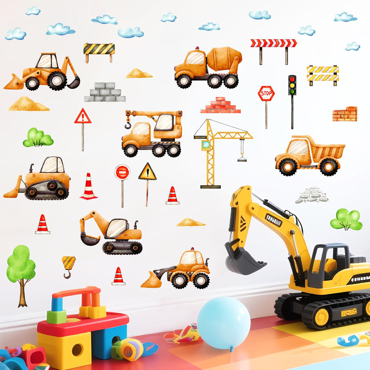 MOSITU car truck wall decals sheet for colorful kids' room decor