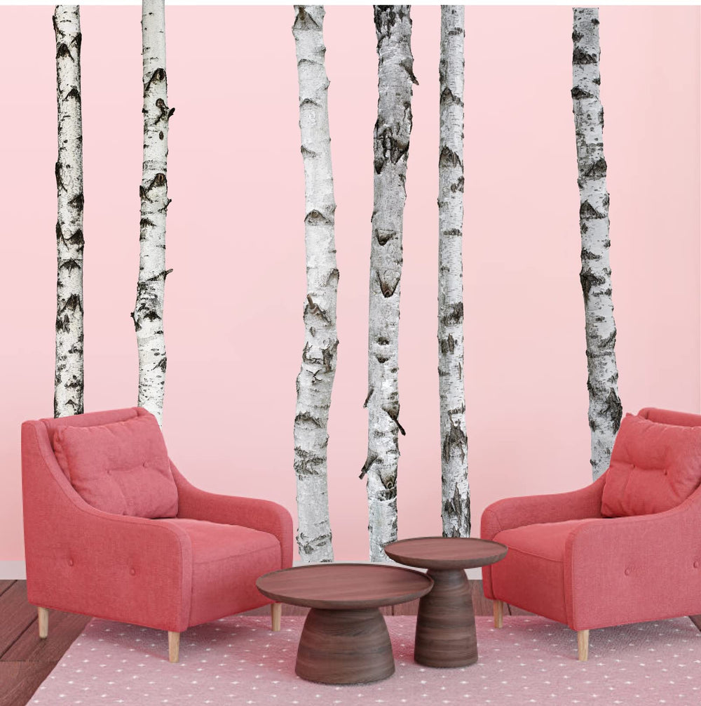 MOSITU giant forest tree wall stickers placed in a living room add a calming nature focal point.
