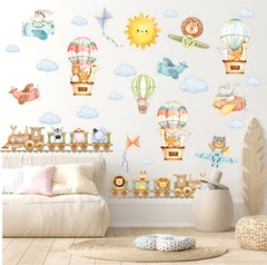 MOSITU Hot Air Balloon Wall Decals watercolor style for dreamy nursery walls.