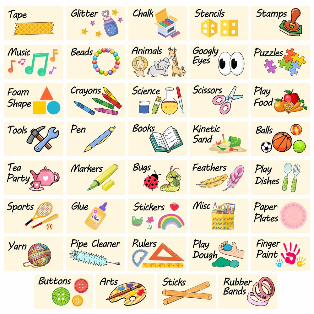 MOSITU kids classroom labels on three sheets for easy toy organization.