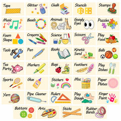MOSITU kids classroom labels on three sheets for easy toy organization.