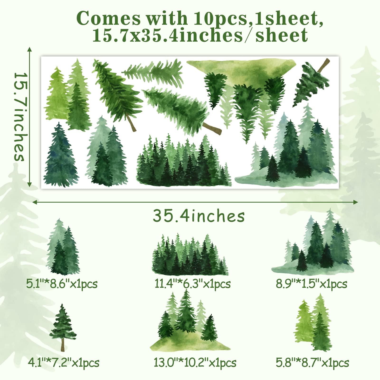 MOSITU pine tree wall decor for living rooms and bedrooms with watercolor glow