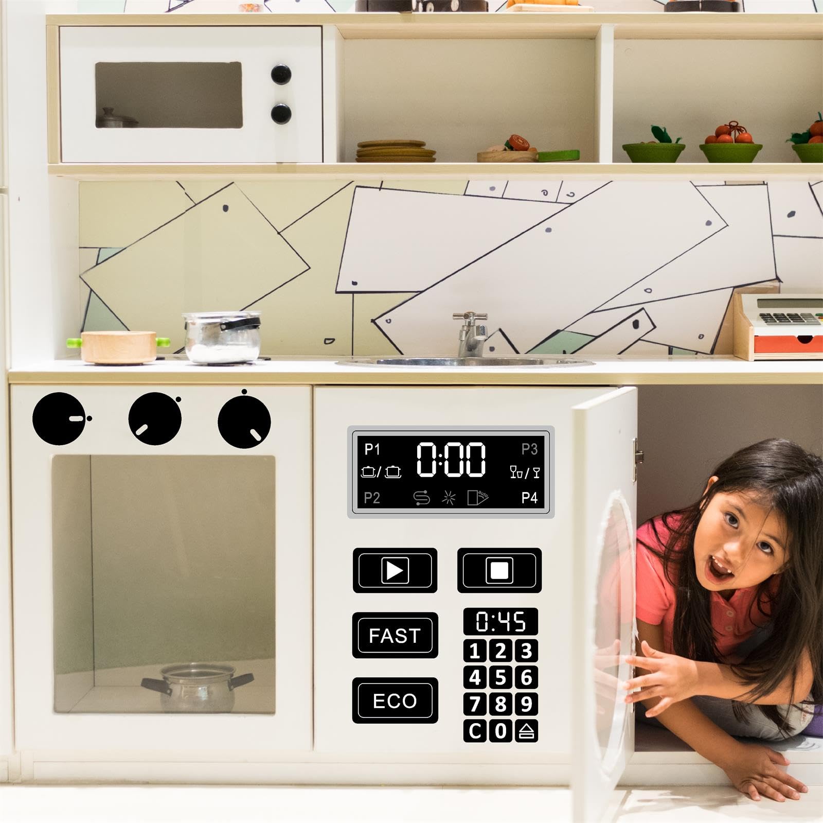 MOSITU play kitchen decals wall sticker pack for quick room refresh.