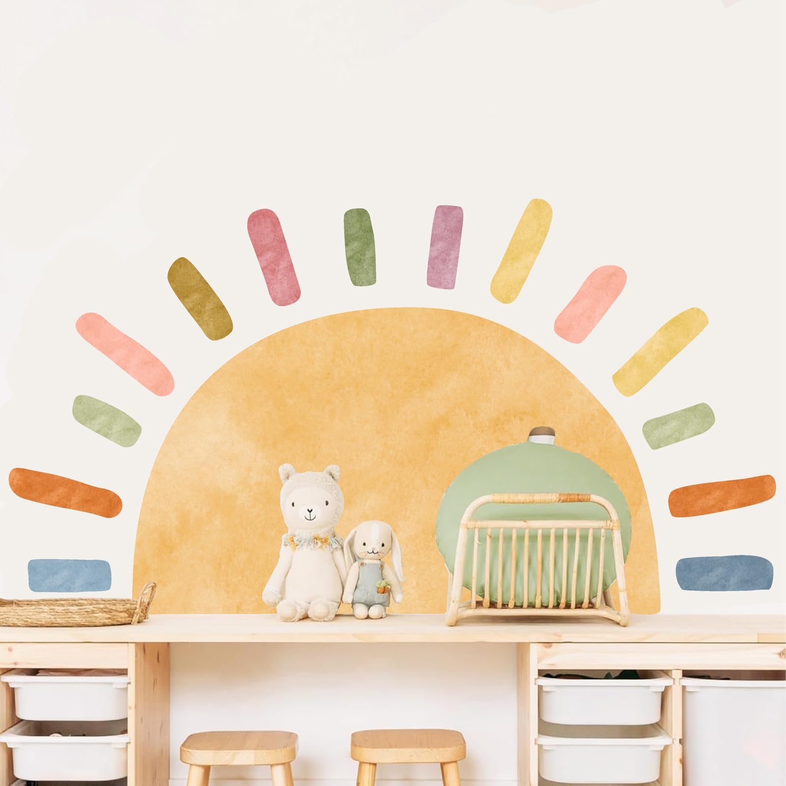 MOSITU Watercolor Sun Wall Art Decor for living rooms and playrooms