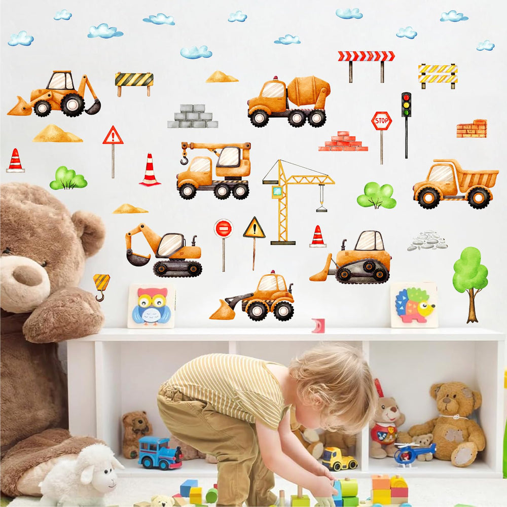 MOSITU watercolor vehicles bulldozer design adds playful decor