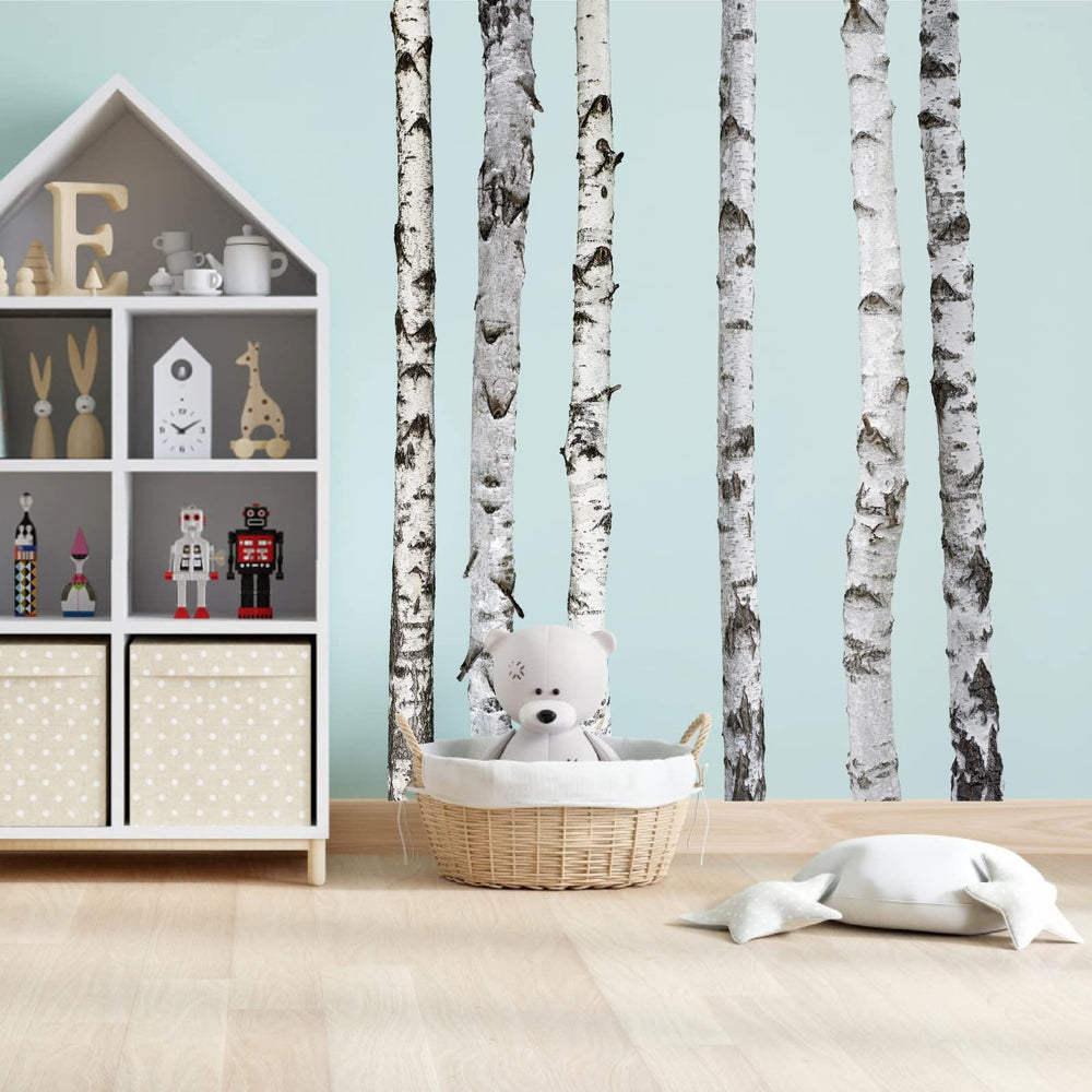 MOSITU woodland trees wall stickers by windows brighten interiors and create an airy feel.