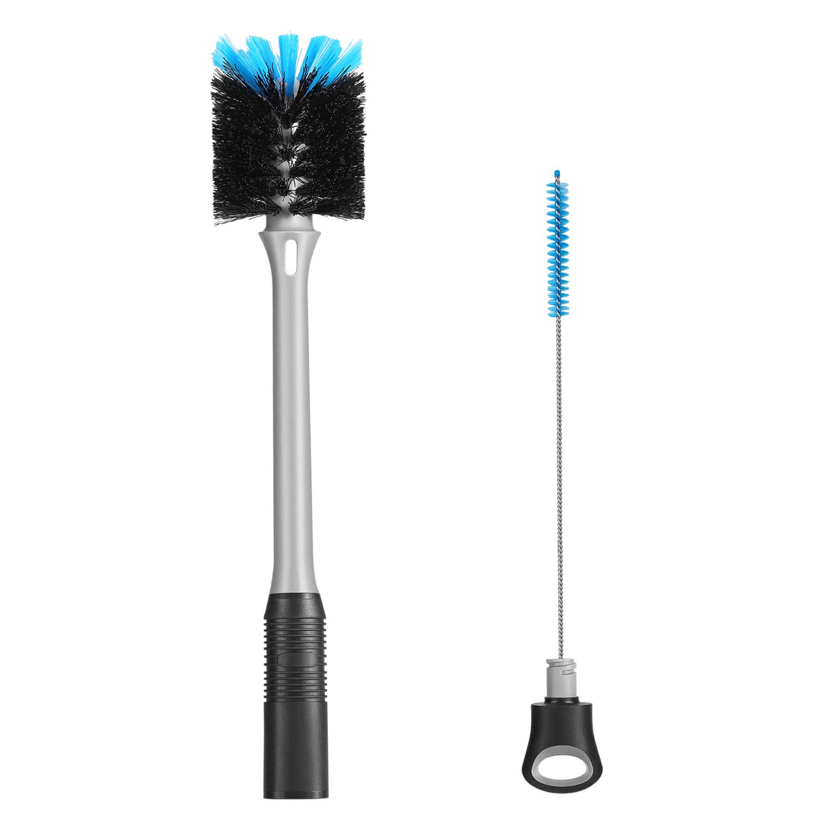 MOSOLAN 2in1 bottle brush head cleans deep bottles without scratching delicate glassware.