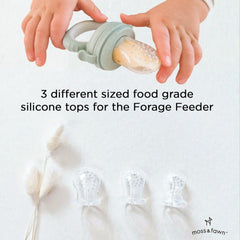 Moss and Fawn extra feeder tops 6-10 months—ergonomic grip promotes practice holding.