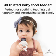 Moss and Fawn Forage Feeder frozen-breastmilk highlights soothing teething comfort on demand.