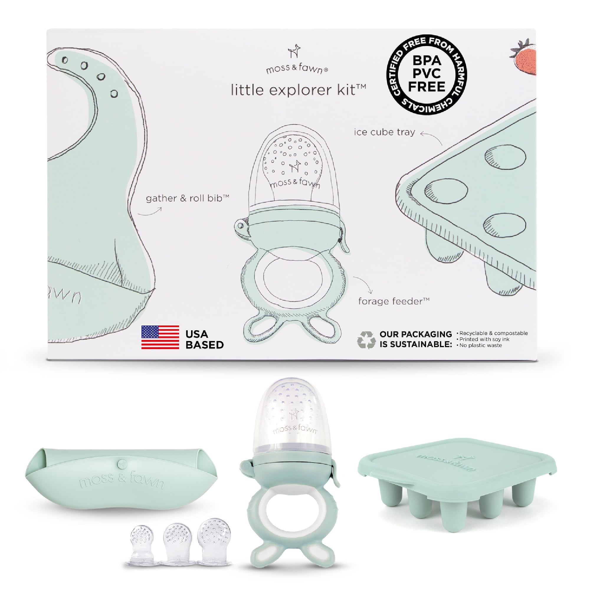 Moss and Fawn Little Explorer Kit forage feeder for safe solids introduction