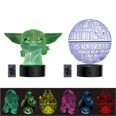 MOSSOM Star Wars lamp with two bases delivers vivid 3D illusion for kids' rooms