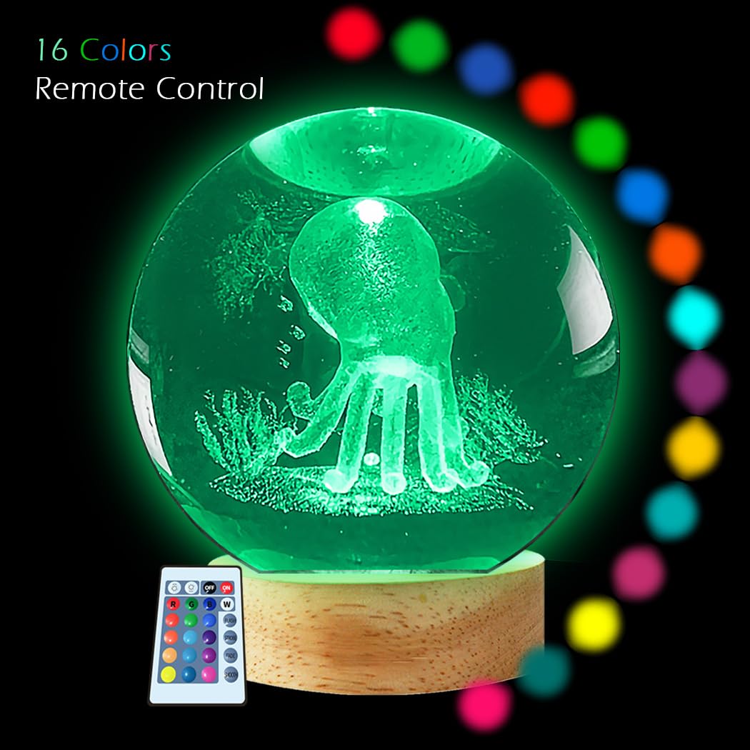 MOSSSH octopus night light with a unique 3D-printed design for desk decor.