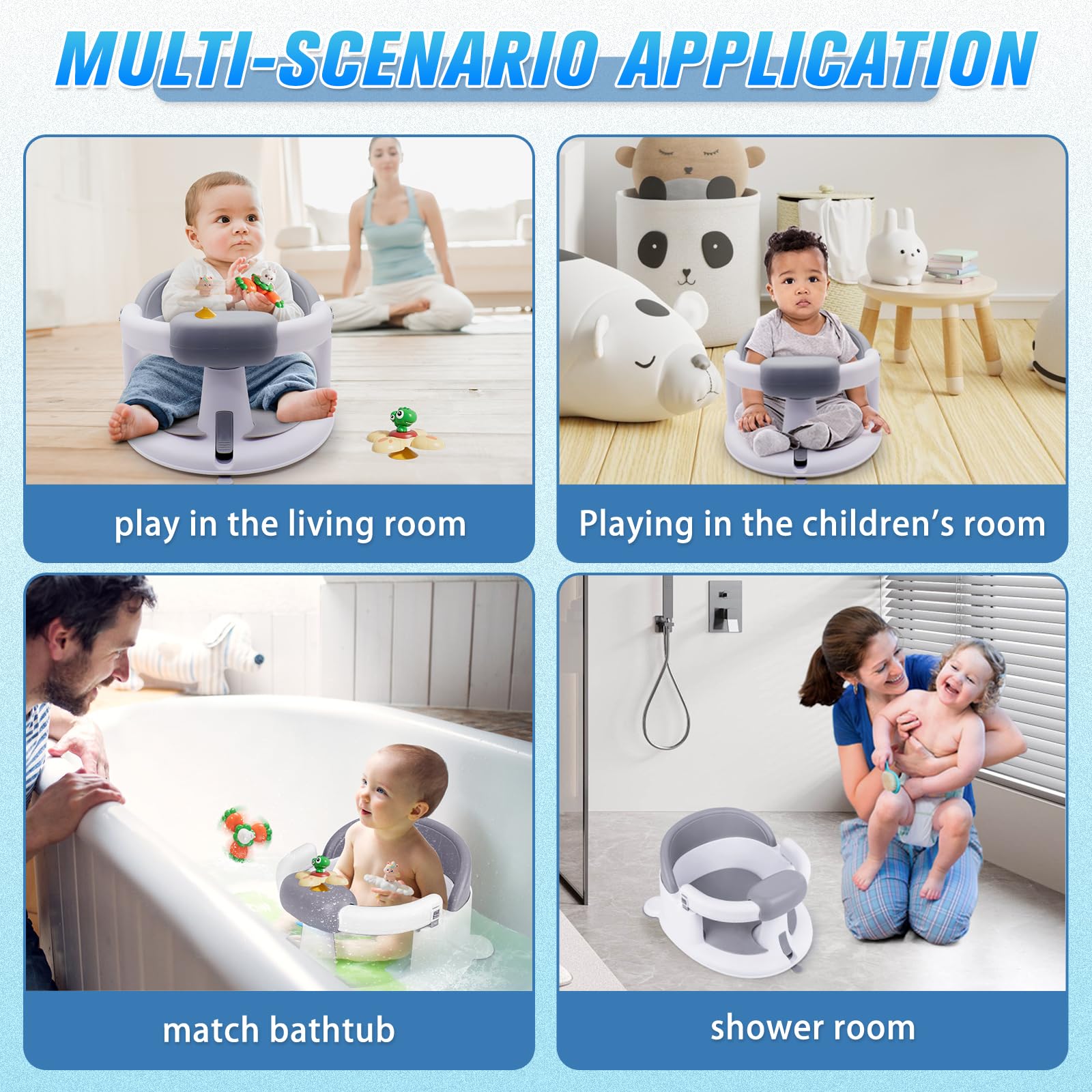 Mostop baby bath seat made of safe PP-TPR material gentle on skin