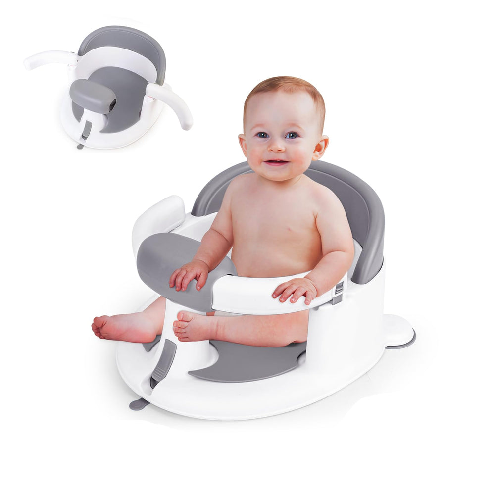 Mostop baby bath seat with suction cups securely gripping tub for bath time