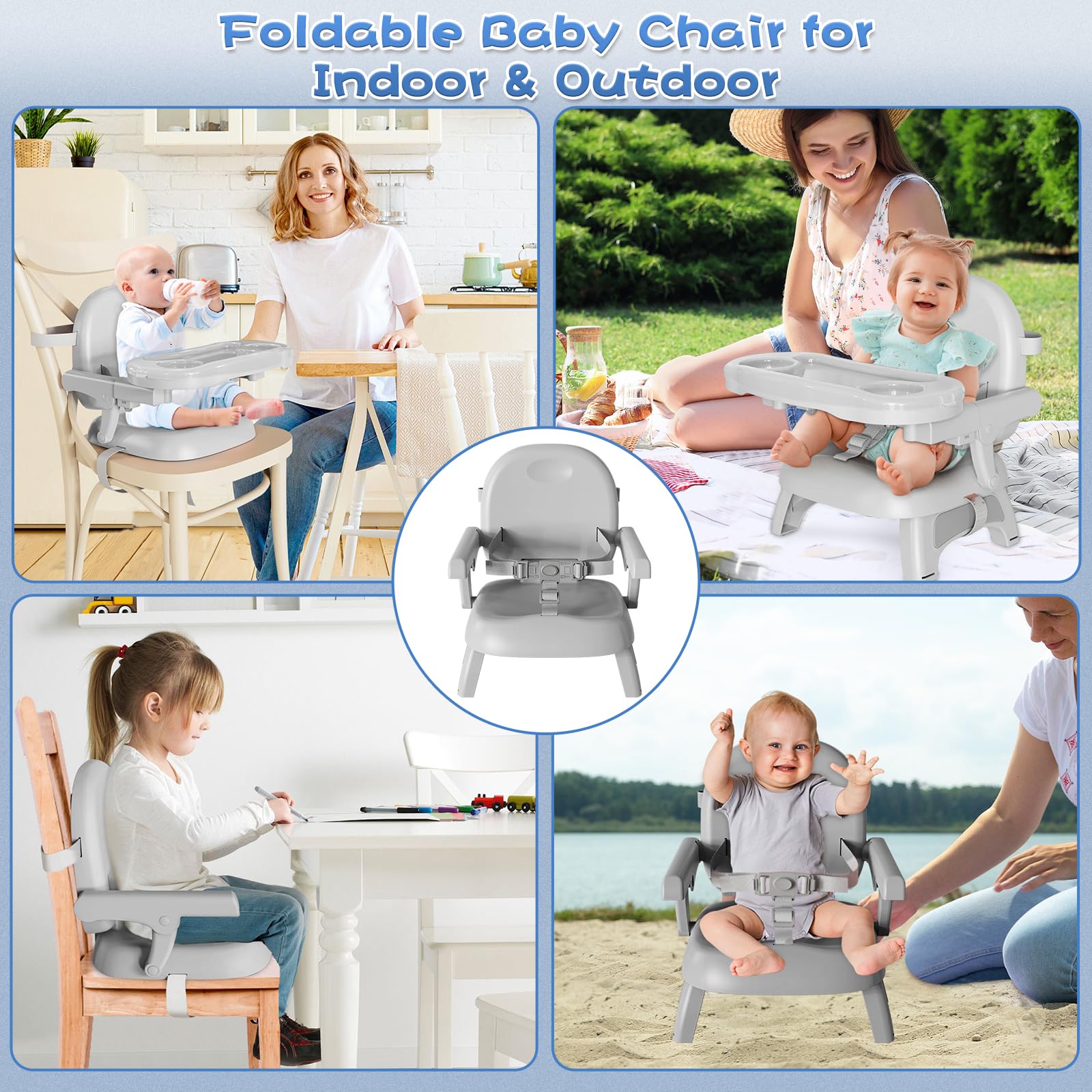 Mostop booster seat easy-clean top tray and smooth surface