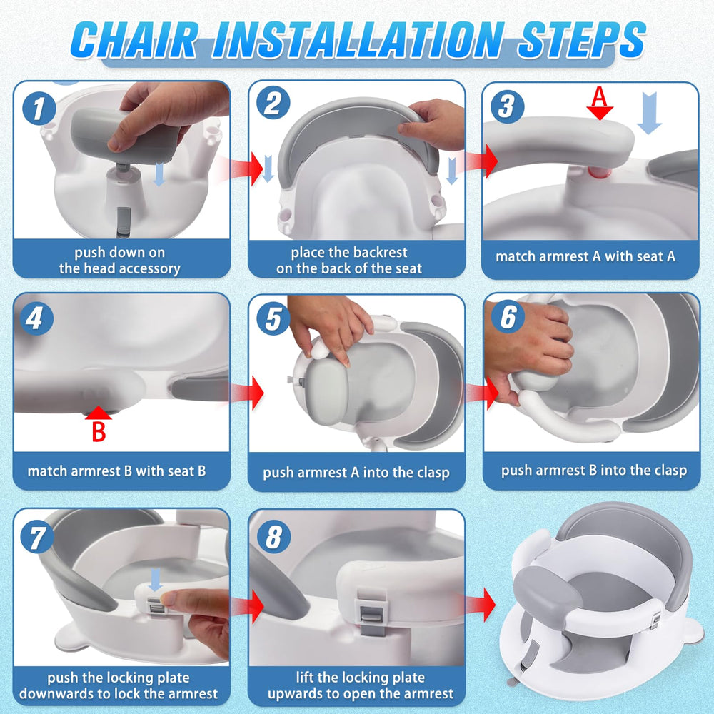 Mostop bath seat features wrap-around armrests for easy seating