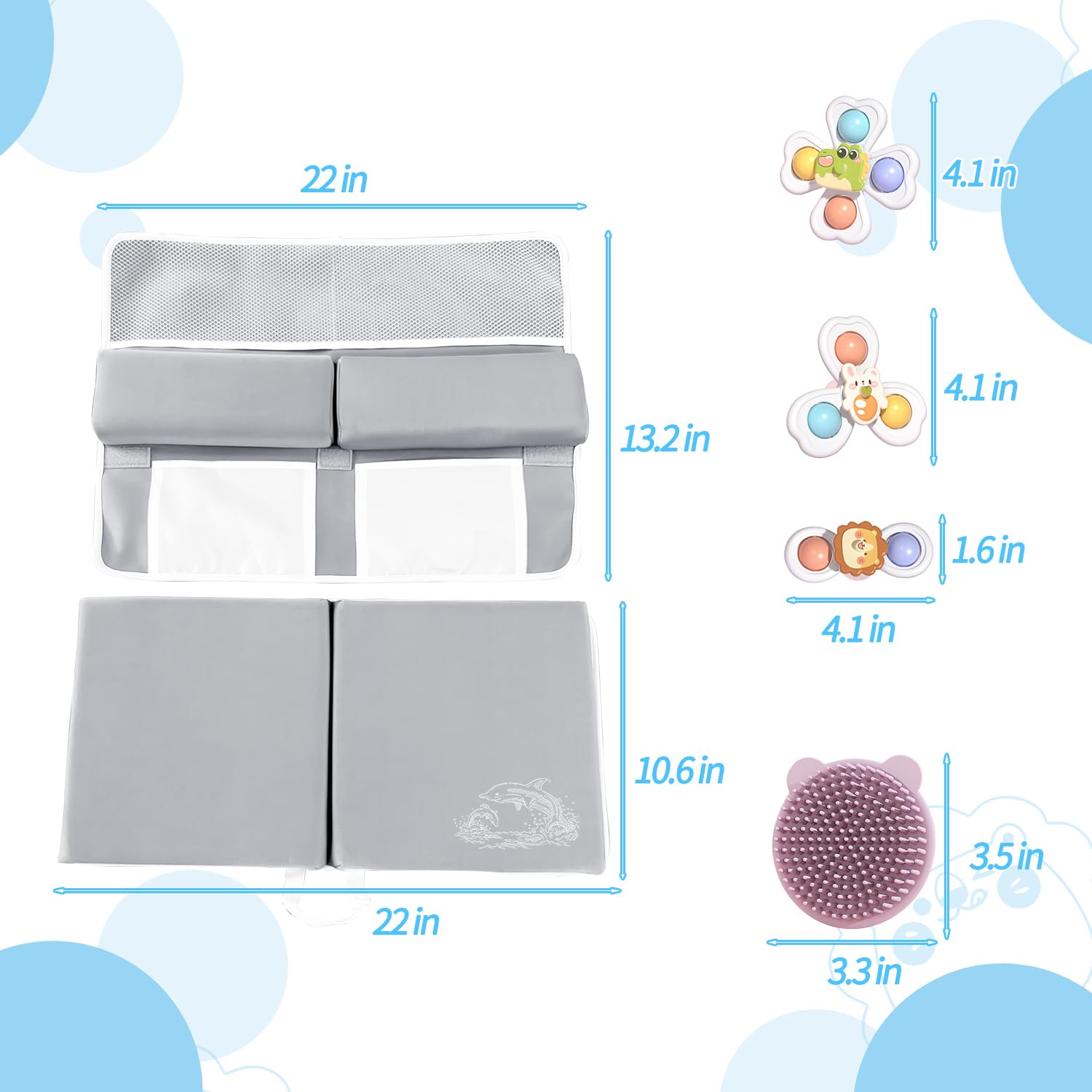 Mostop bath kneeler folded for travel or nursery storage.