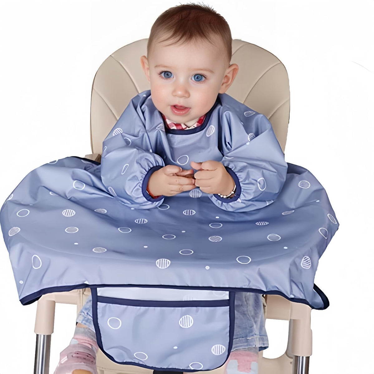 MOTEERLLU Coverall Bib with sleeves keeps baby’s clothes clean during meals