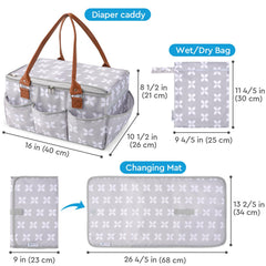 Moteph Diaper Caddy Changing Mat provides quick, clean on-the-go changing surface.