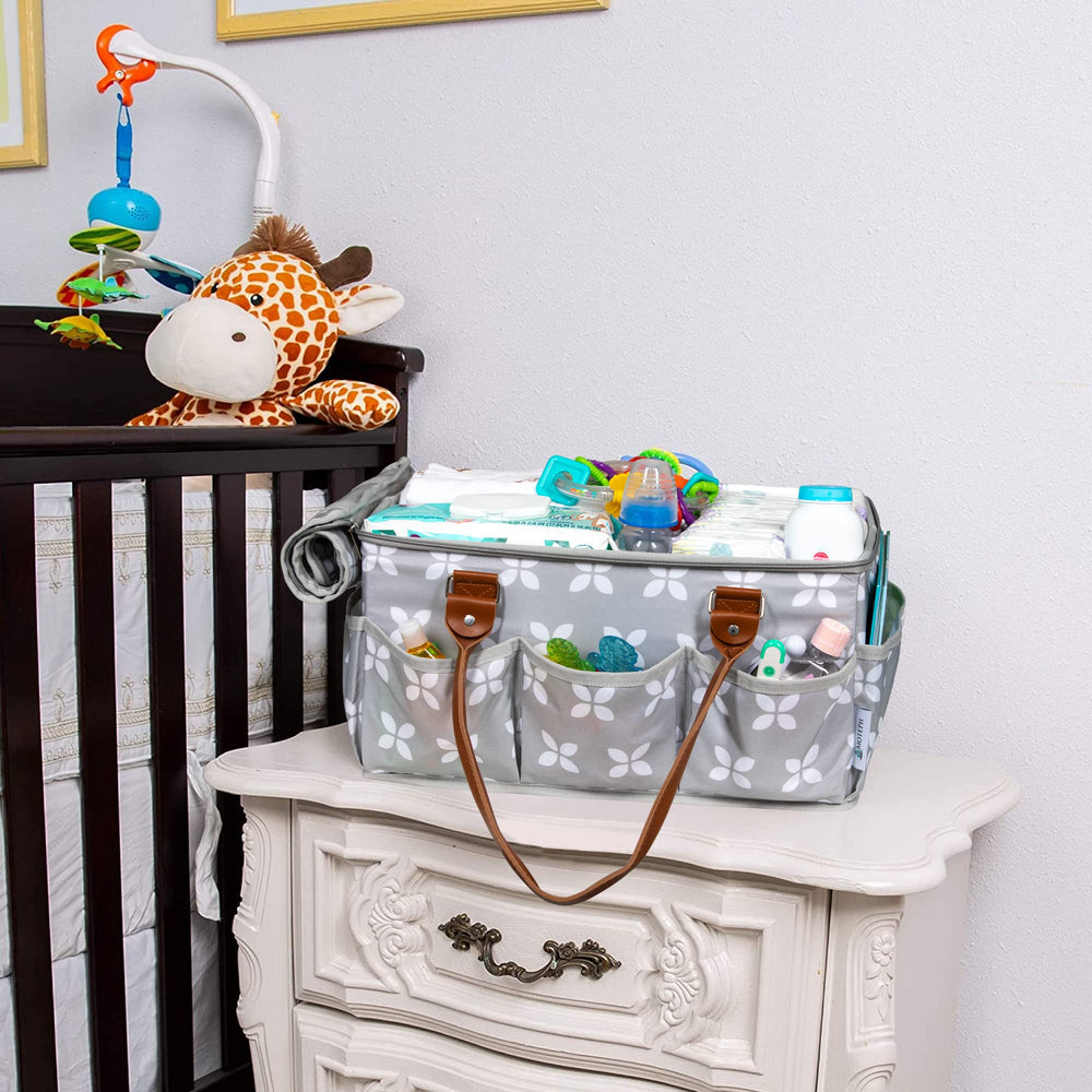 Moteph diaper caddy makes a practical, stylish baby shower gift.