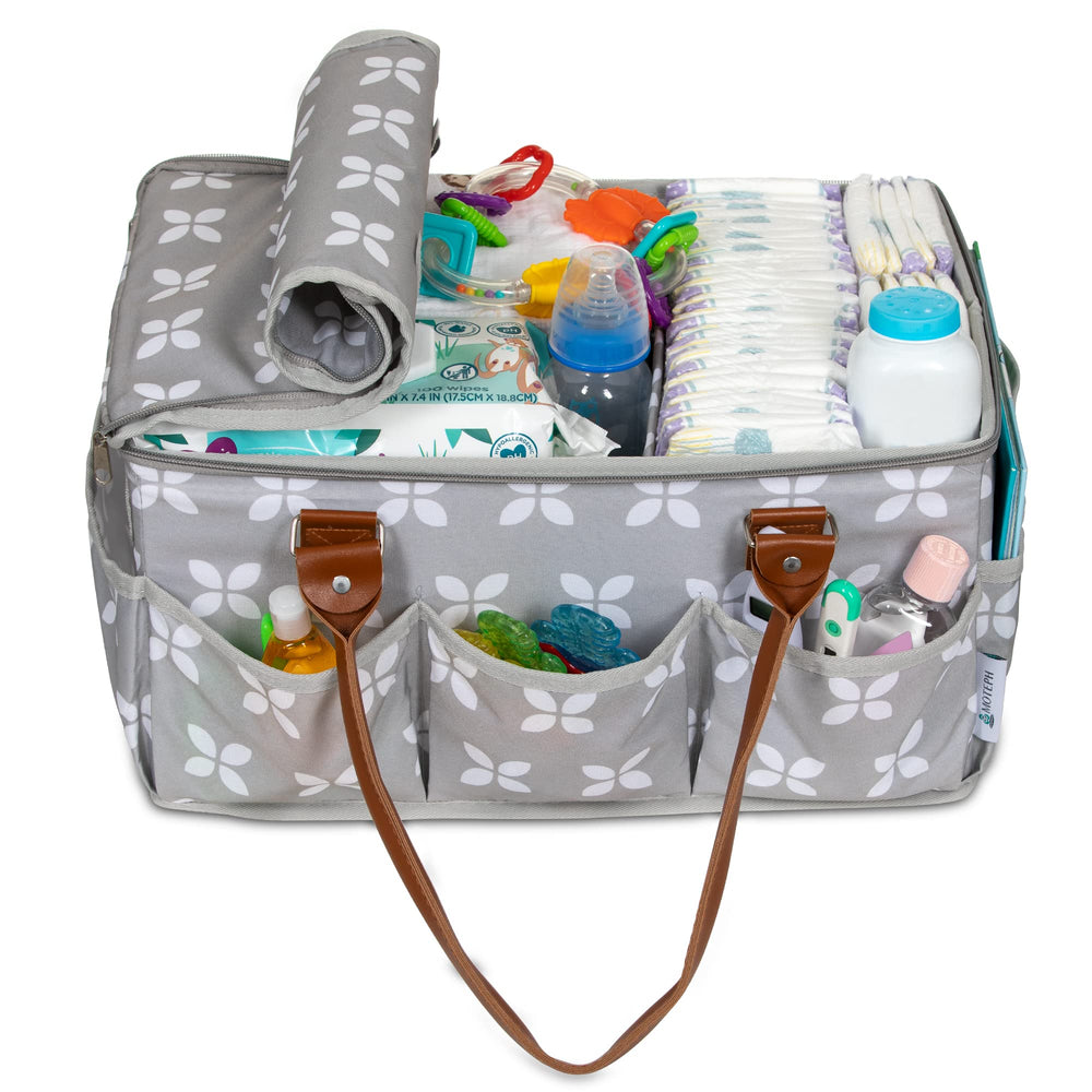 Moteph diaper caddy waterproof wet/dry bag keeps messes contained during travel.